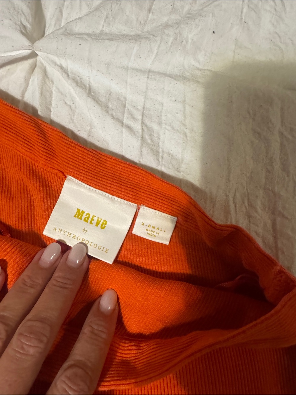 Maeve Orange Ribbed Knit Top